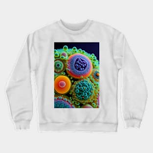 Discover the Origins of Life: Microscopic Art Featuring Protocells, Vesicles, and Primordial Foam Crewneck Sweatshirt